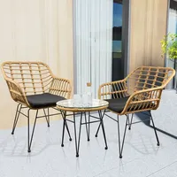 VCM 3tlg Bistroset Lounge Balkonset Rattan