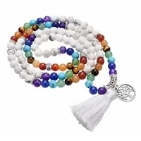 Saraswati Mala Chakra Lebensbaum 108 Howlith/Chakra Edelsteine