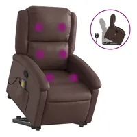 VidaXL Massagesessel mit Aufstehhilfe Braun Kunstleder