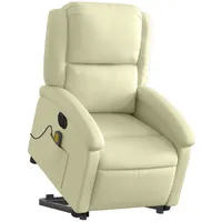 VidaXL Massagesessel mit Aufstehhilfe Elektrisch Creme Echtleder