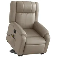 VidaXL Massagesessel mit Aufstehhilfe Elektrisch Cappuccino Kunstleder