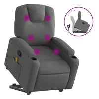 VidaXL Massagesessel mit Aufstehhilfe Dunkelgrau Stoff