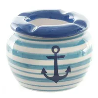 Linoows Aschenbecher, Maritimer Wind Ascher, Kippenfalle mit Anker, Keramik