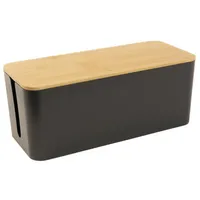 Intirilife Kabelbox mit Bambusdeckel in Schwarz - Gr.: onesize