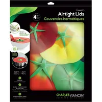 Charles Viancin TOMATO Set aus 4 Silikon-Deckeln 28/23/15/10cm, Lebensmittelverpackung,