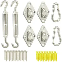 Relaxdays Sonnensegel Befestigung Set, 40-teilig, Edelstahl, Montageset mit Spannschrauben,