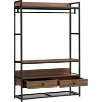 [en.casa] Isen Garderobenständer 180x120x40cm Schwarz/Walnuss