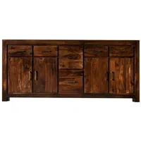 Massivmoebel24 Sideboard Sheesham 200x45x90 life honey lackiert Metro life