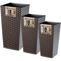 Kadax Rattan-Blumentopf-Set "Pesaro", Kunststoff-Blumentopf, Mokka, 3er Set XXL -