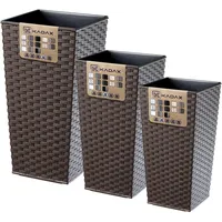 Kadax Rattan-Blumentopf-Set "Pesaro", Kunststoff-Blumentopf, Mokka 3er Set, aus Kunststoff,