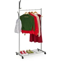 Relaxdays Garderobe mit Rollen, HBT: 165x80x44 cm, Metall, Ablage,