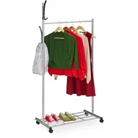 Relaxdays Garderobe mit Rollen 165x80x44 cm schwarz/silber