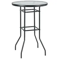 Costway Gartentisch mit Tischplatte aus Glas, Hoher Stehtisch, Bartisch