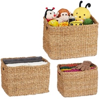 Relaxdays Aufbewahrungskorb 3tlg. Aufbewahrungskorb-Set (1 x)