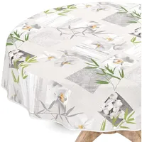 ANRO Tischdecke abwaschbar Wachstuch Wachstuchtischdecke Rund 100cm mit Saum