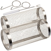 Rosenstein & Söhne 2er-Set Grillkörbe aus Edelstahl, stapelbar, inkl.