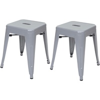 Mendler 2er-Set Hocker HWC-A73, Metallhocker Sitzhocker, Metall Industriedesign stapelbar