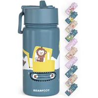 Bearfoot Trinkflasche Kinder Edelstahl mit Strohhalm - Thermosflasche 400ml