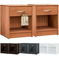 CASARIA Casaria® Nachttisch 2er Set Schublade Kirschholz