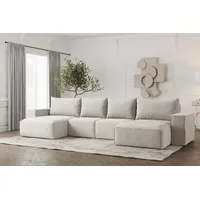 Fun Möbel Wohnlandschaft U-Form Sofa ESTELLE mit Schlaffunktion in