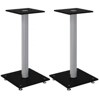 VidaXL - Lautsprecher-Ständer 2 Stk. Schwarz Silbern Hartglas 1