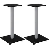 VidaXL Lautsprecher-Ständer 2 Stk. Schwarz & Silbern Hartglas 1
