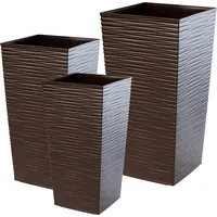 Kadax Blumentopf Set, aus Kunststoff, Pflanzkübel, 25+30+35 cm, Mokka