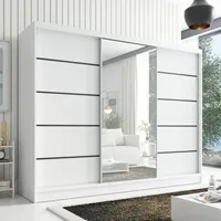 Mebloland Schwebetürenschrank, 3-türig Schrank 200 cm mit Spiegel AURELIA