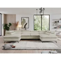 MKS Meble Wohnzimmersofa mit Schlaffunktion, U-form, verstellbare Kopfstützen -