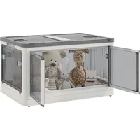 Homcom 99L Aufbewahrungsbox Truhe mit Rollen, 5-seitiger Zugang, Weiß