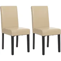 MCW 2er-Set Esszimmerstuhl Stuhl Küchenstuhl Littau Leder, creme, dunkle