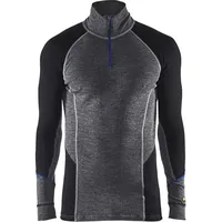 Blåkläder Blaklader 4899173296995XL Warm Zippkragen-Unterhemd, 100% Merino, Mittelgrau/Schwarz, Größe