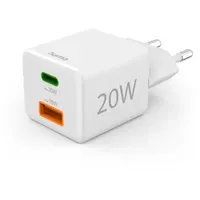 Hama Schnellladegerät, 1x USB-C 1x USB-A Mini-Ladegerät PD, 20