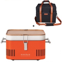 Everdure Holzkohlegrill Cube Farbe Orange tragbar inkl.