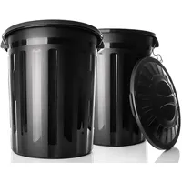 BigDean 2 Stück wetterfeste Universaltonne mit Deckel Schwarz und