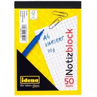 IDENA Notizblock A6 kariert 50 Blatt 70 g/m2 Weiß
