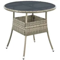 Juskys Yoro Polyrattan Gartentisch rund Ø 80 cm Grau