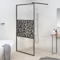 VidaXL Duschwand für Walk-In Dusche 100x195cm ESG Steindesign Schwarz