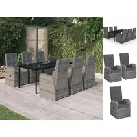 VidaXL 7-tlg. Garten-Essgruppe mit Auflagen Grau