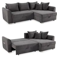 Luma-home Ecksofa L-Form Couch Polsterecke Schlaffunktion Bettkasten Cord Grau