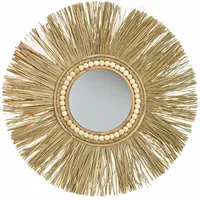 Spetebo Wandspiegel - Naturfaser Bast Spiegel Wand Hänger Flur