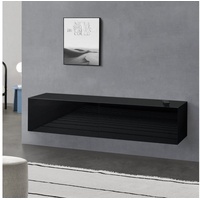 [en.casa] Hängeboard Evaton 140x33x30 cm, mit 2 Ablageflächen Schwarz