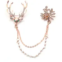 FIRETTI Brosche FIRETTI "Schmuck Geschenk Ansteckschmuck Gliederkette Perle, Hirsch,