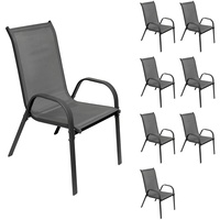 Mojawo 8er Outdoorstuhl Gartenstuhl Stapelstuhl Metall Textilen Anthrazit
