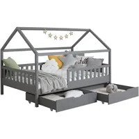 TICAA Kinderbett Hausbett Montessori Kay 90x200, 100x200 cm, 120x200