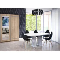 Altdecor Esstisch Weiß Hochglanz, Rechteckig,Rechteckig, Bodenplatte, 80x75x120 cm, Esszimmer,