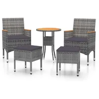 VidaXL 5-tlg. Garten-Lounge-Set Poly Rattan Grau