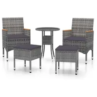 VidaXL 5-tlg. Garten-Lounge-Set Poly Rattan Grau