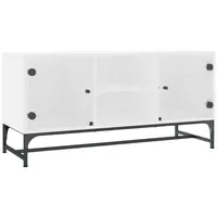 VidaXL TV-Schrank mit Glastüren 102x37x50 cm Weiß Holz/Glas/Stahl