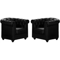Vente-unique Sessel 2er-Set - Kunstleder - Schwarz - CHESTERFIELD